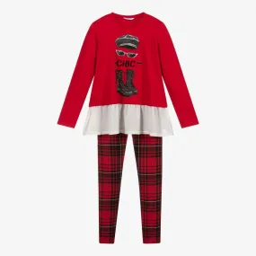 Red Tartan Leggings Set