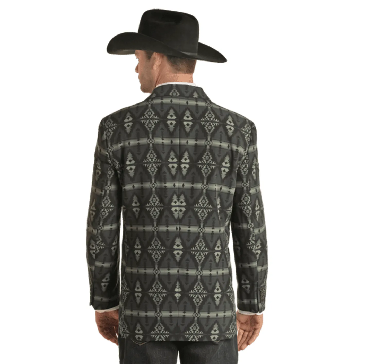 Rock & Roll Cowboy Men's Black Aztec Western Sports Coat Blazer BM96C03632