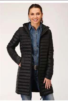 Roper Women's Black Thigh Length Quilted Parachute Jacket