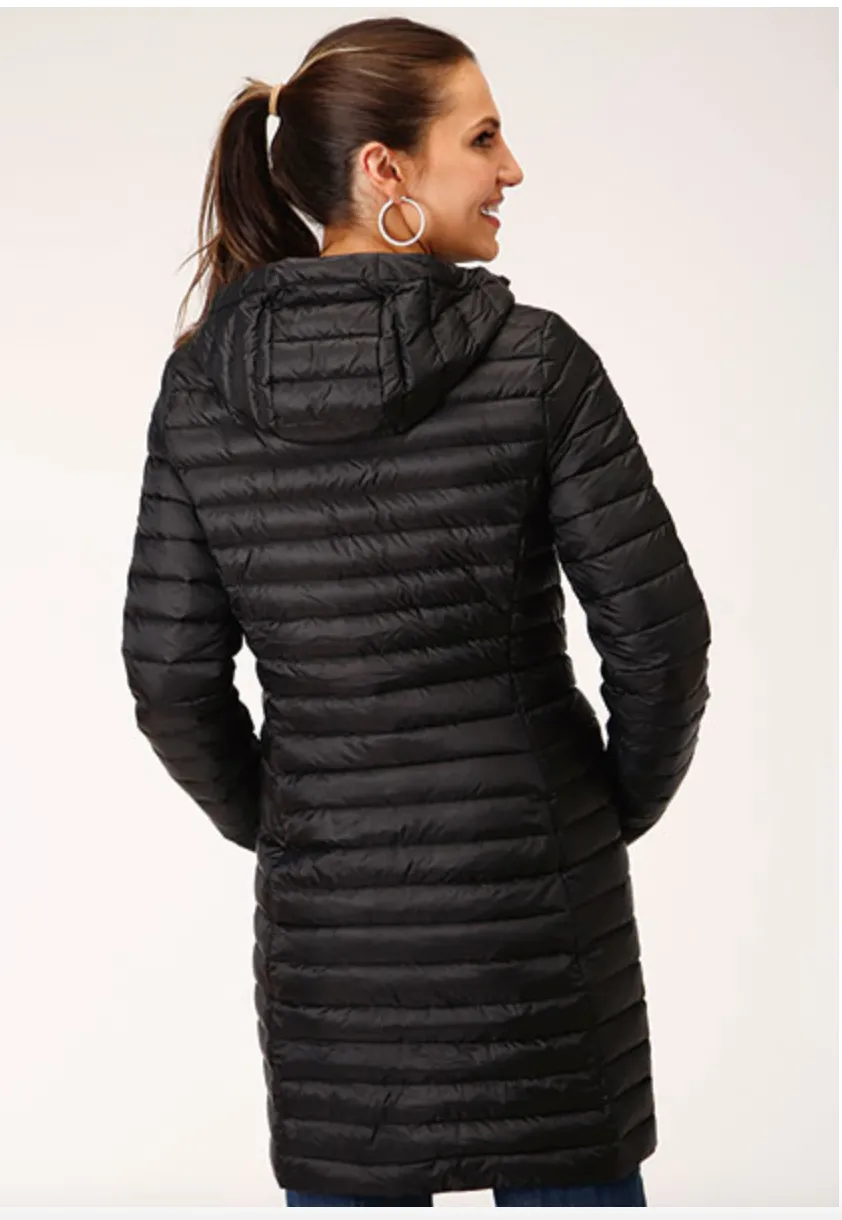 Roper Women's Black Thigh Length Quilted Parachute Jacket