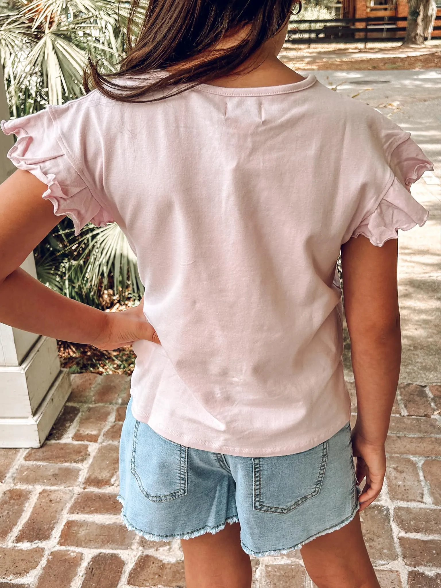 Ruffle Basic Tee | Baby Pink