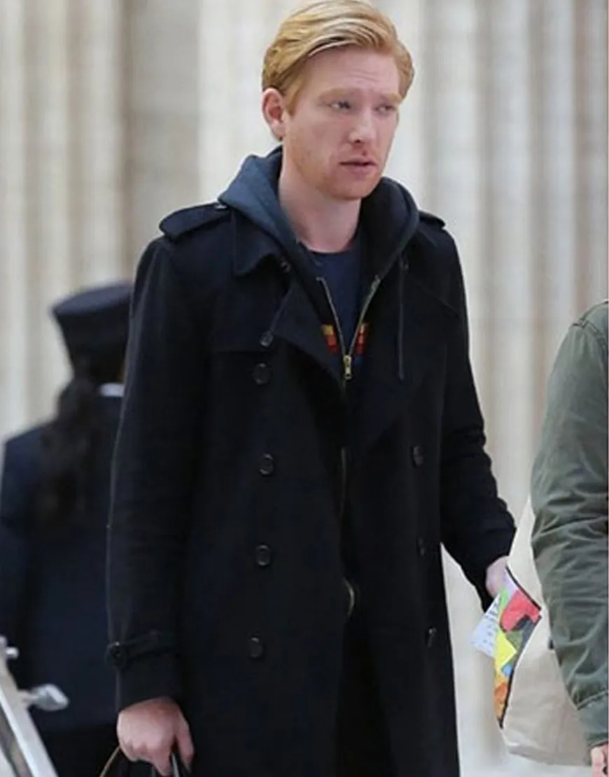 Run Billy Johnson Coat | Domhnall Gleeson Black Woolen Coat | 50% OFF