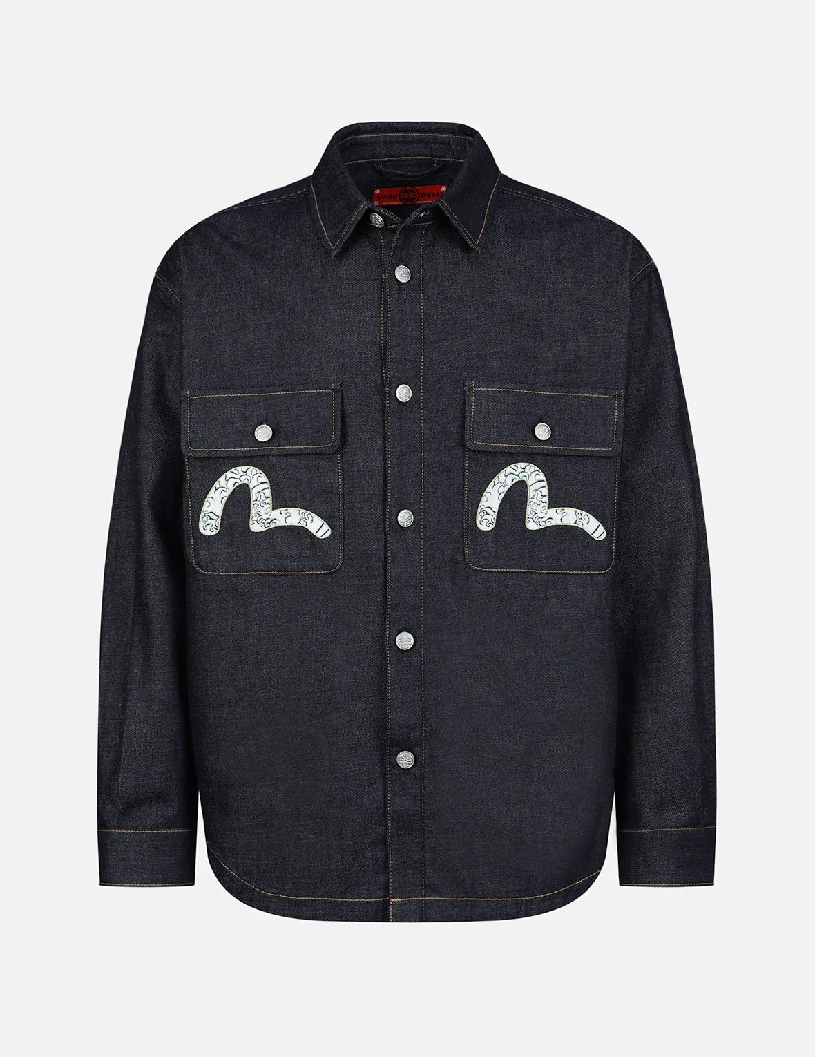 Sea Wave-pattern Seagull Embroidery Denim Shirt Jacket