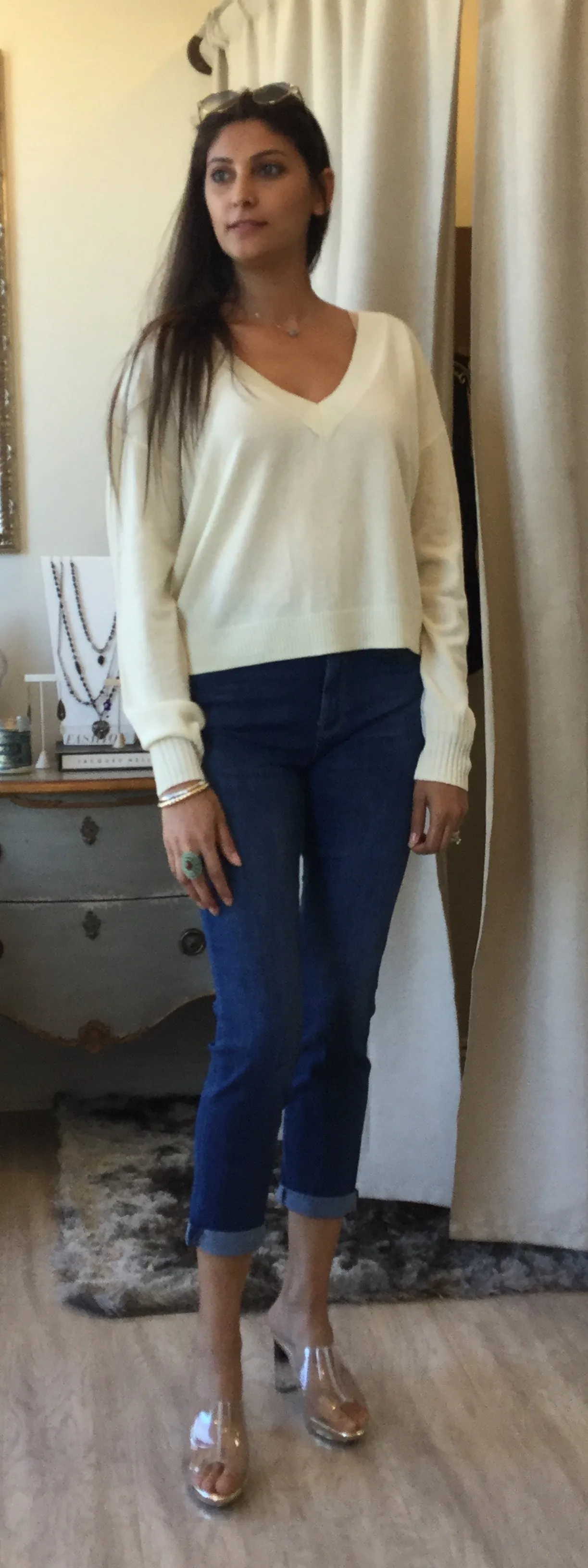 Serra Long Sleeve V Neck Sweater The Easy