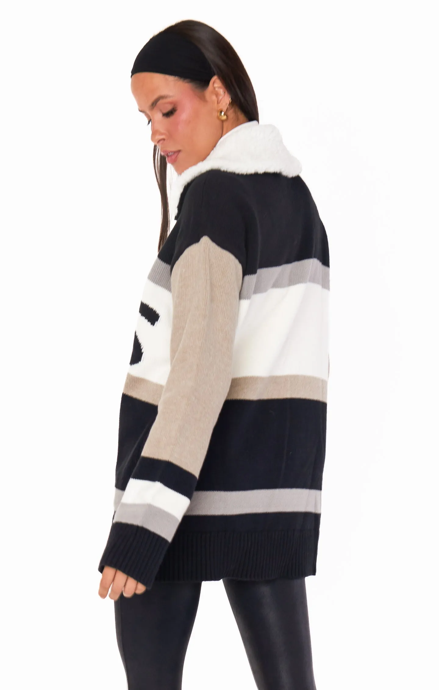 SHOW ME YOUR MUMU - WESTERN HALF ZIP PULLOVER - APRES STRIPE KNIT