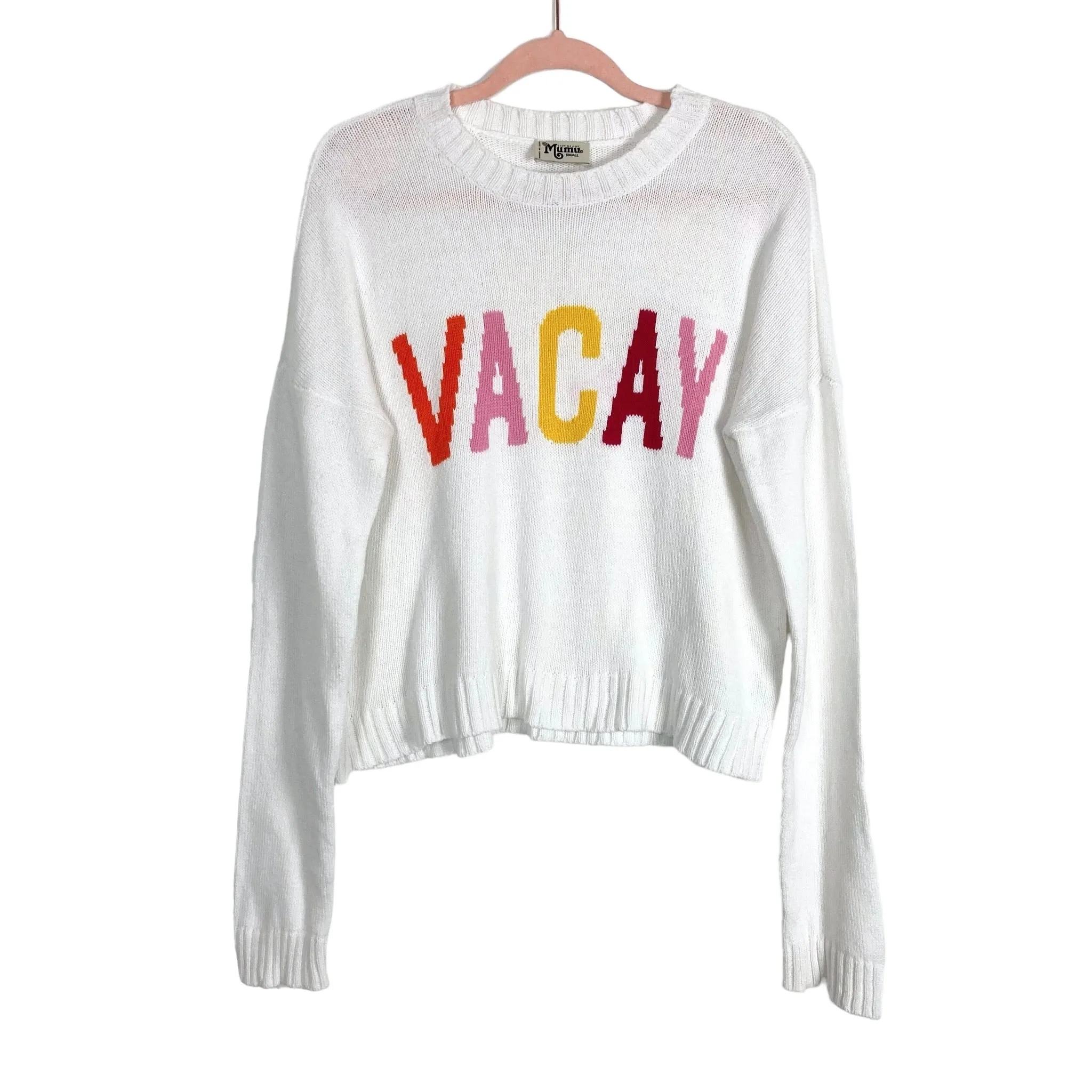 Show Me Your Mumu White Vacay Cropped Sweater- Size S (sold out online)