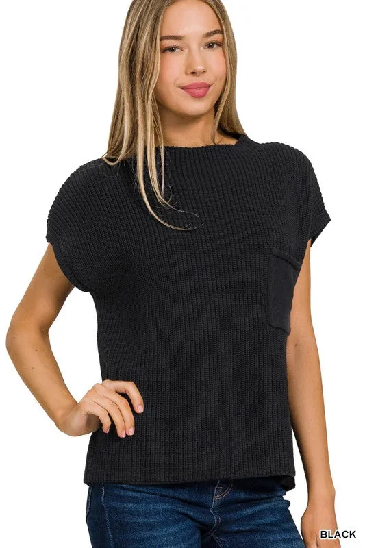 Stephanie Short Sleeve Sweater (Black)