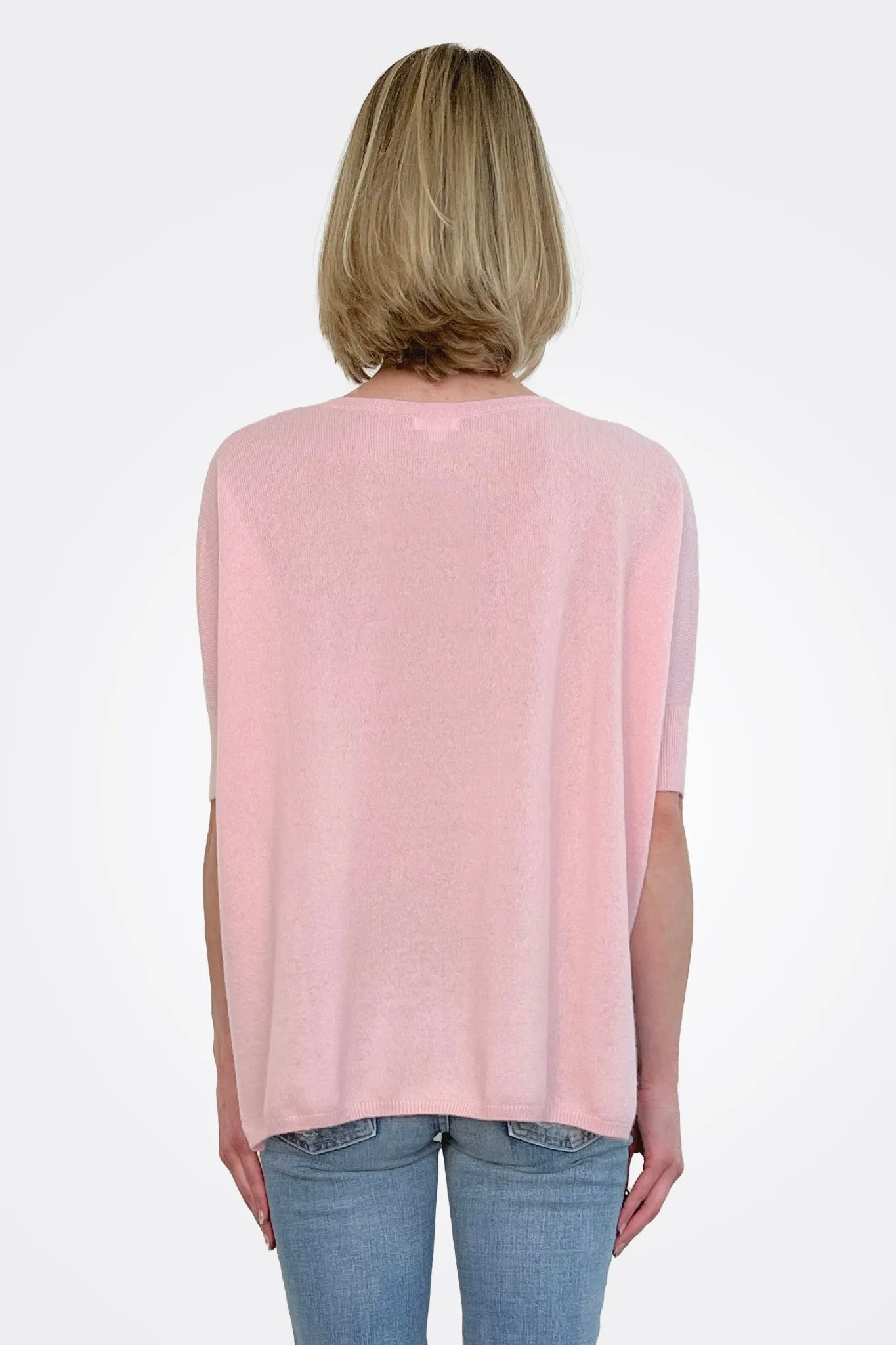 Supima Cotton Cashmere V Neck Sweater - Pink Petal