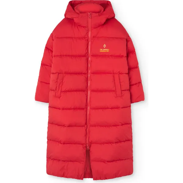 The Animals Observatory Calf Striped Relaxed Fit Padded Jacket, Red