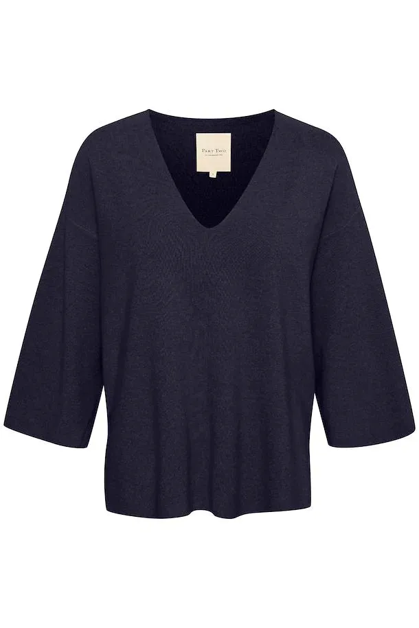 The Kenny Knitted Pullover by Part Two - Dark Navy - PLUS