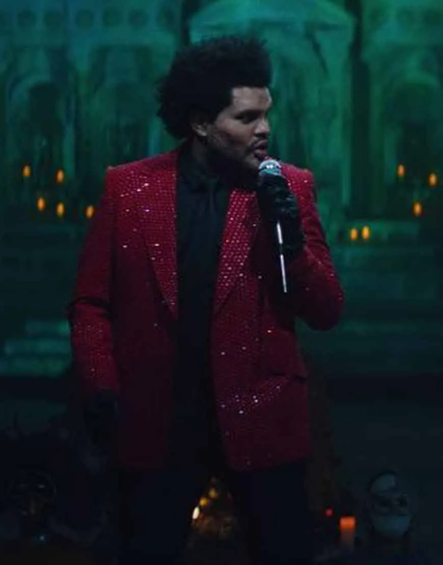 The Weeknd Save Your Tears Coat | The Weeknd Red Coat | Ujackets.com