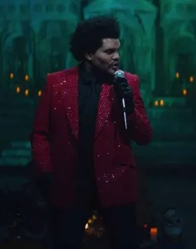 The Weeknd Save Your Tears Coat | The Weeknd Red Coat | Ujackets.com