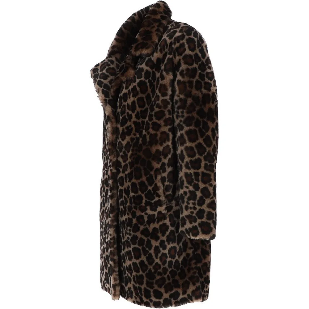 Three-Quarter Leopard Print Skeepskin Coat: Aria