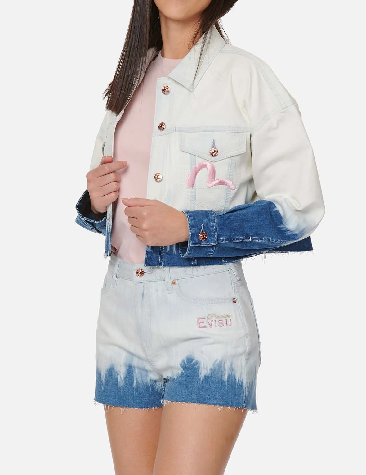 Tie-dyed and Bleached Denim Jacket