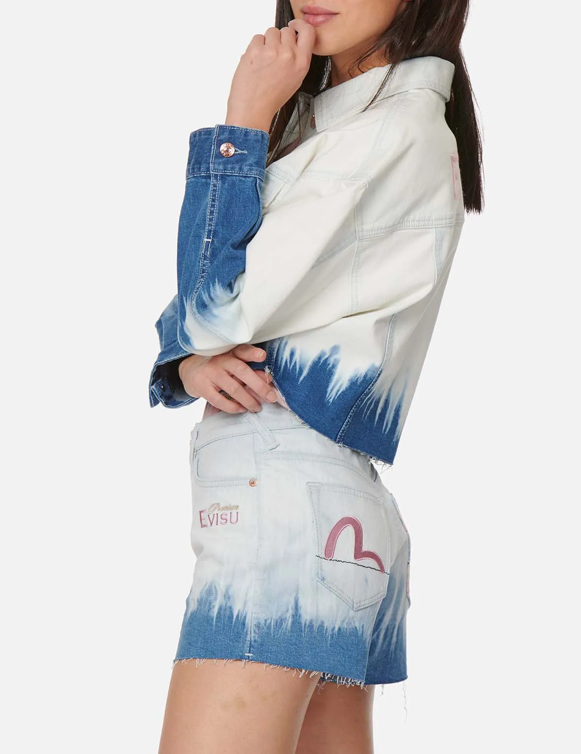 Tie-dyed and Bleached Denim Jacket