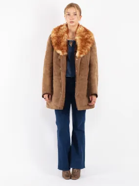 Vintage 70's Women Sheepskin Shearling Coat in Beige