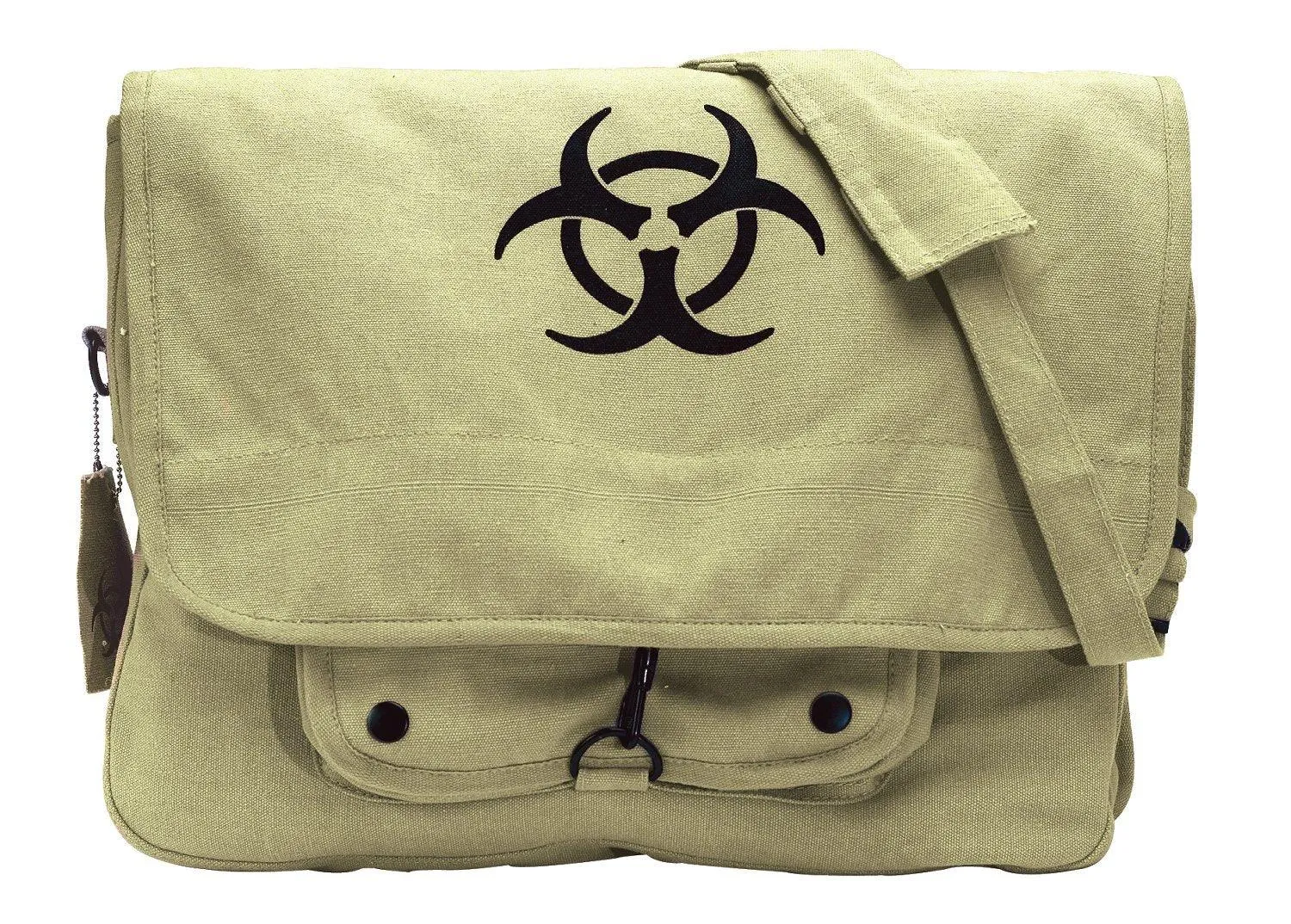 Vintage Canvas Paratrooper Bag with Bio-Hazard Symbol