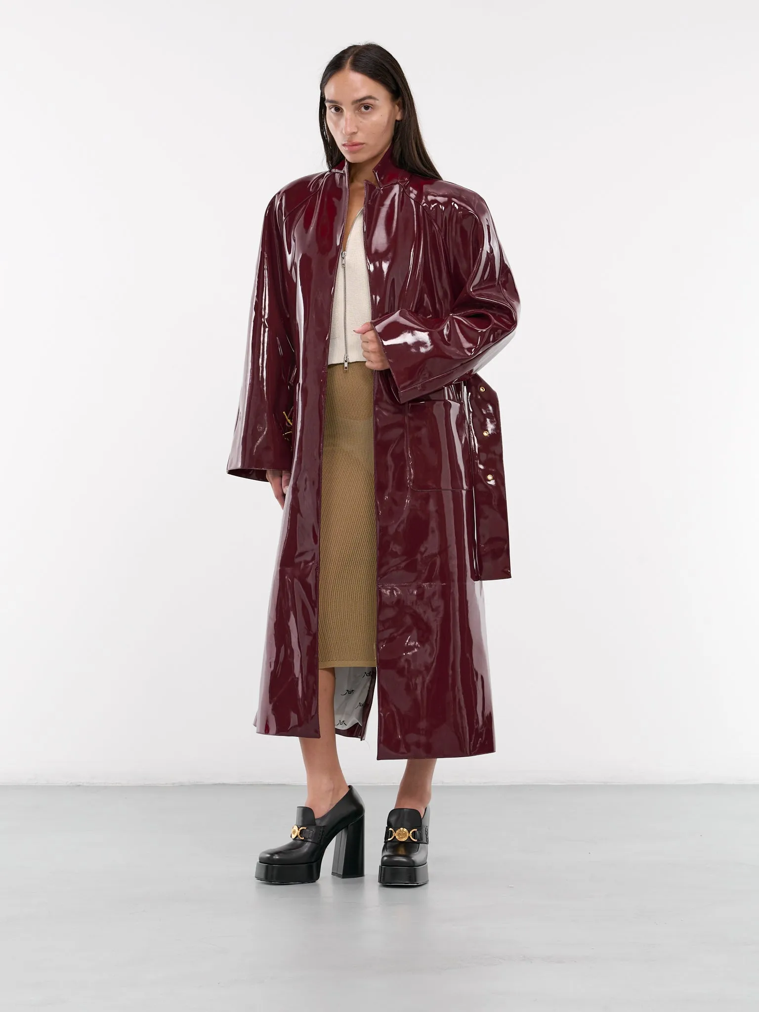 Vinyl Trench Coat (RR279-BORDEAUX)