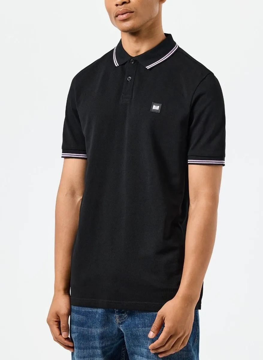 Weekend Offender Farina Double Tipped Polo Shirt Black Snap Dragon