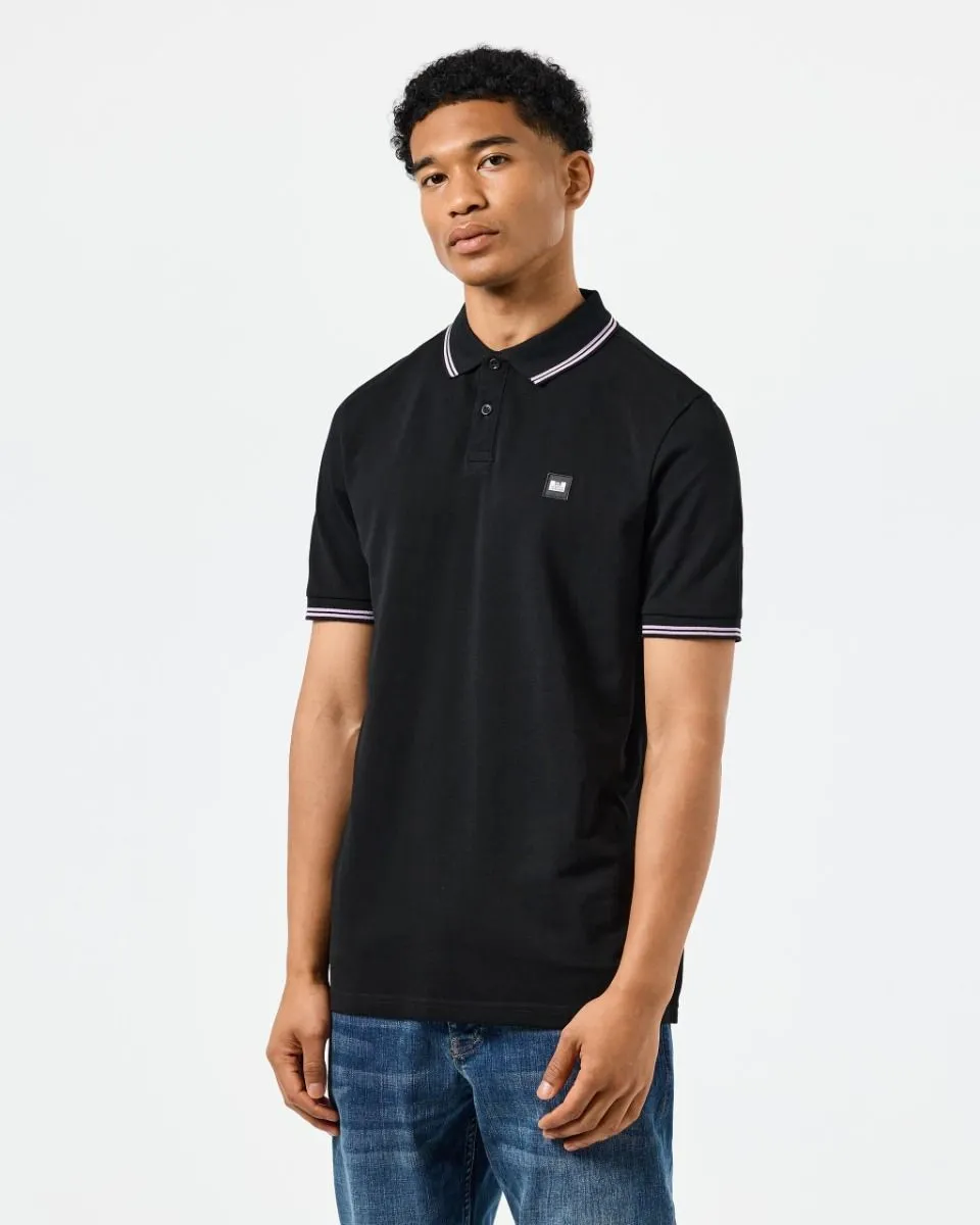 Weekend Offender Farina Double Tipped Polo Shirt Black Snap Dragon