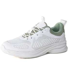 White green mesh stripe accents shoe sneaker