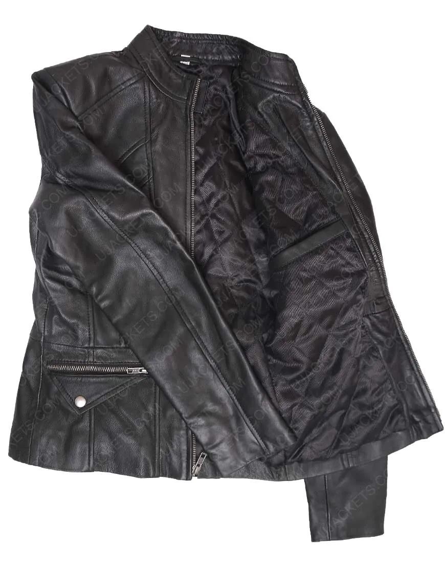 Women's Lambskin Black Leather Jacket from New Zealand