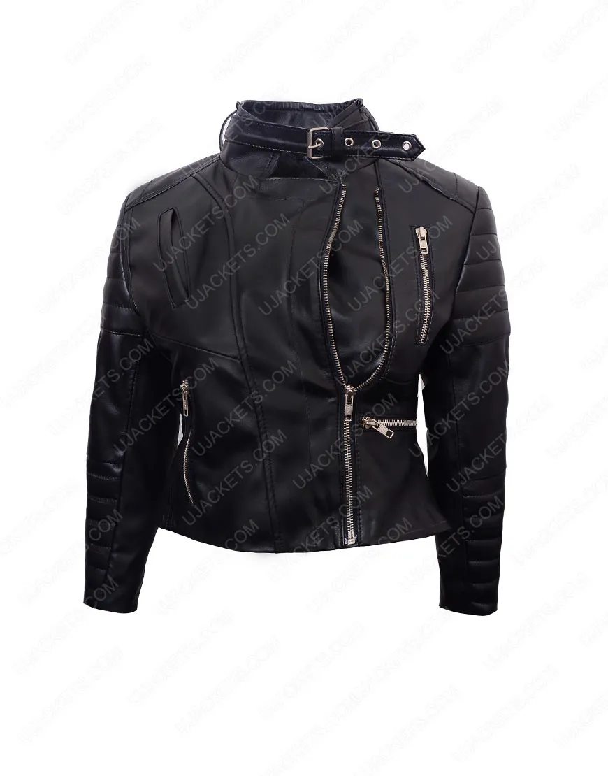 Womens Cropped Black Leather Jacket | Ujackets