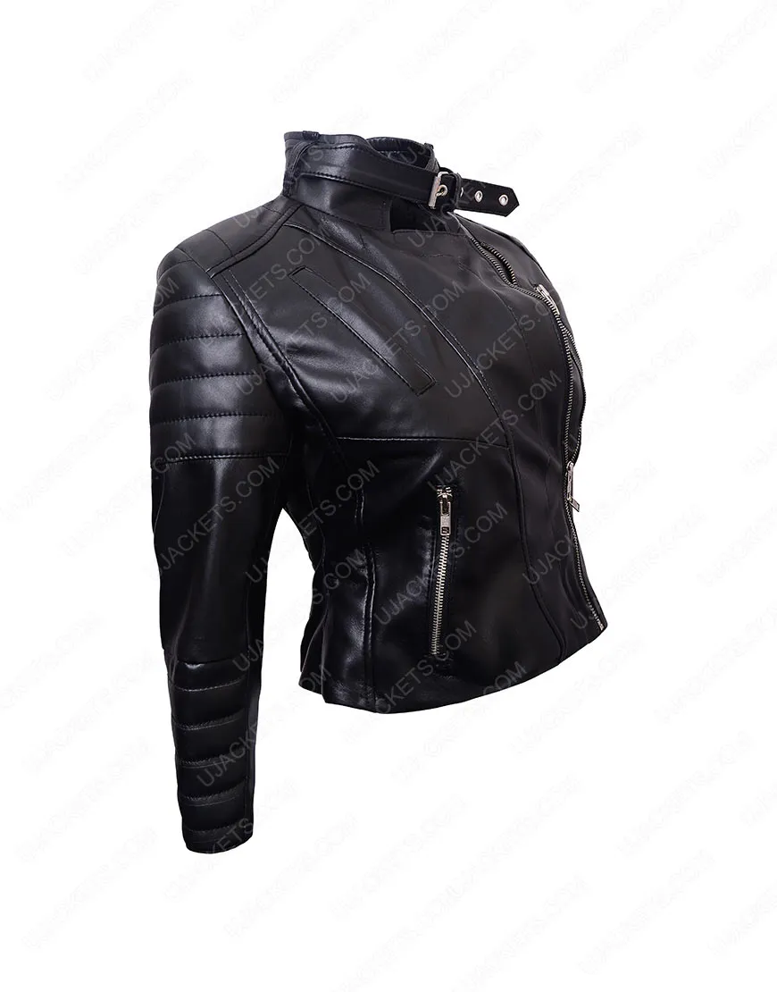 Womens Cropped Black Leather Jacket | Ujackets