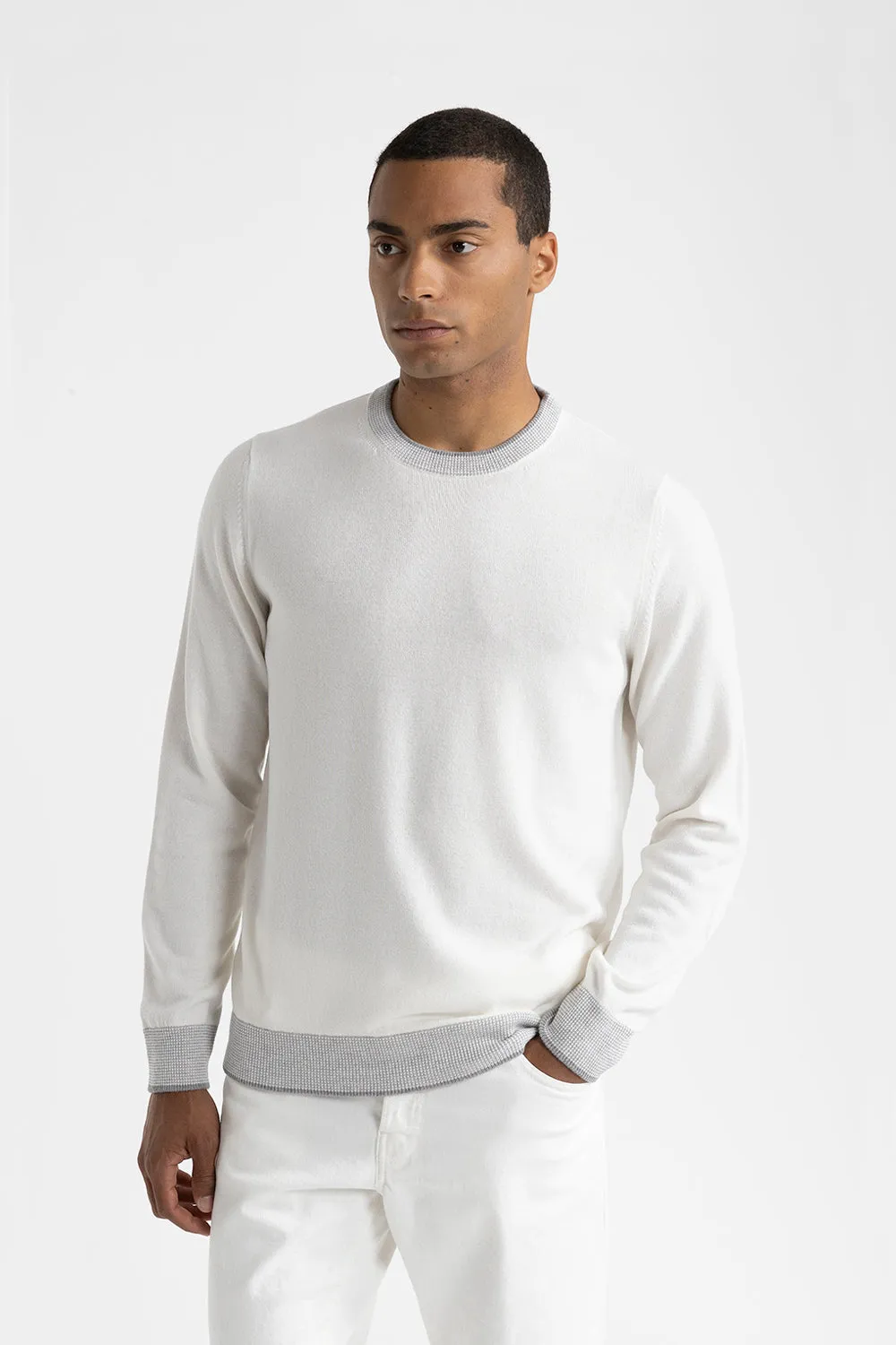 Wool, silk and cashmere crewneck sweater