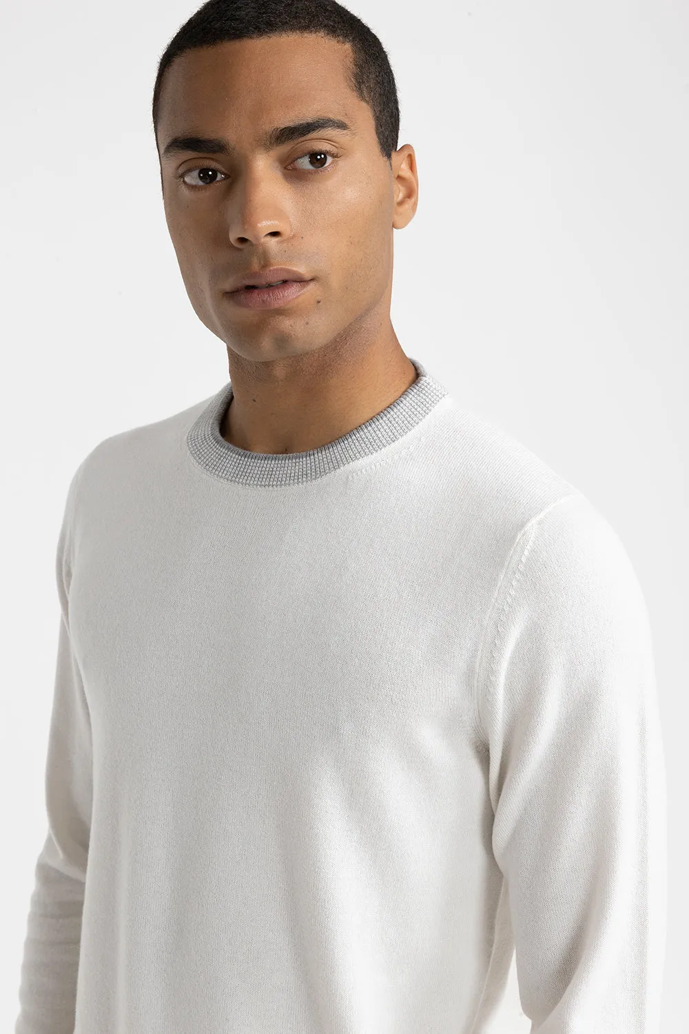 Wool, silk and cashmere crewneck sweater