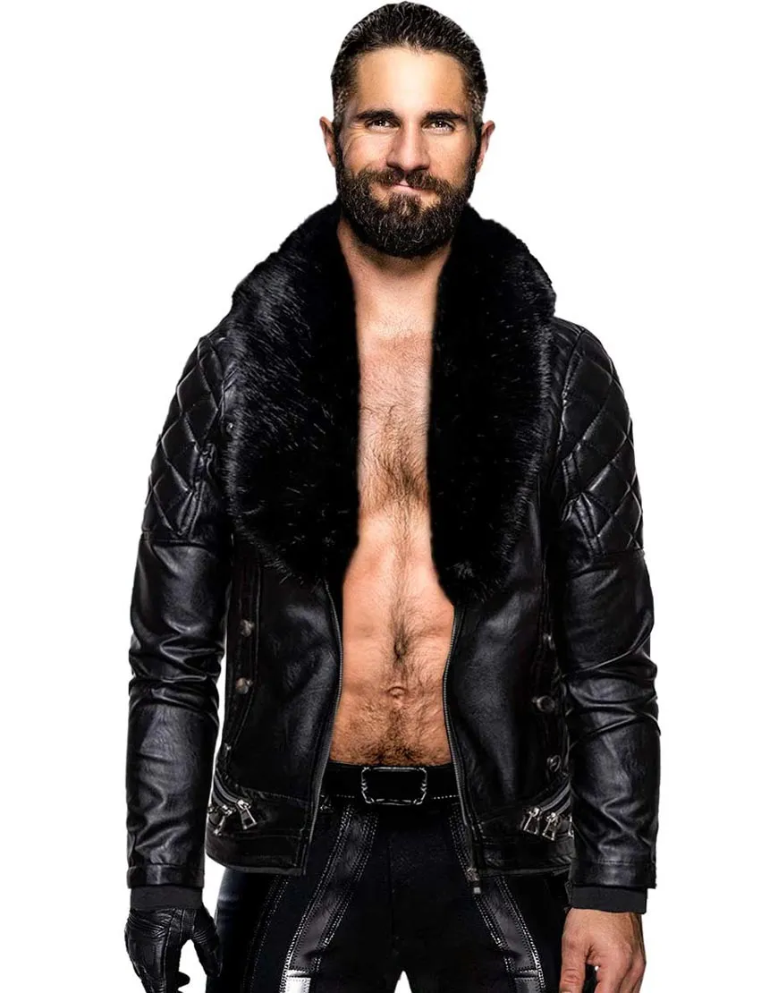 WWE Seth Rollins Leather Jacket | Men's Black Leather Jacket | 45% OFF