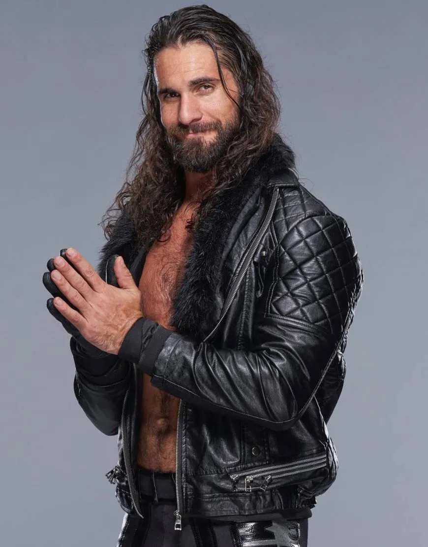 WWE Seth Rollins Leather Jacket | Men's Black Leather Jacket | 45% OFF