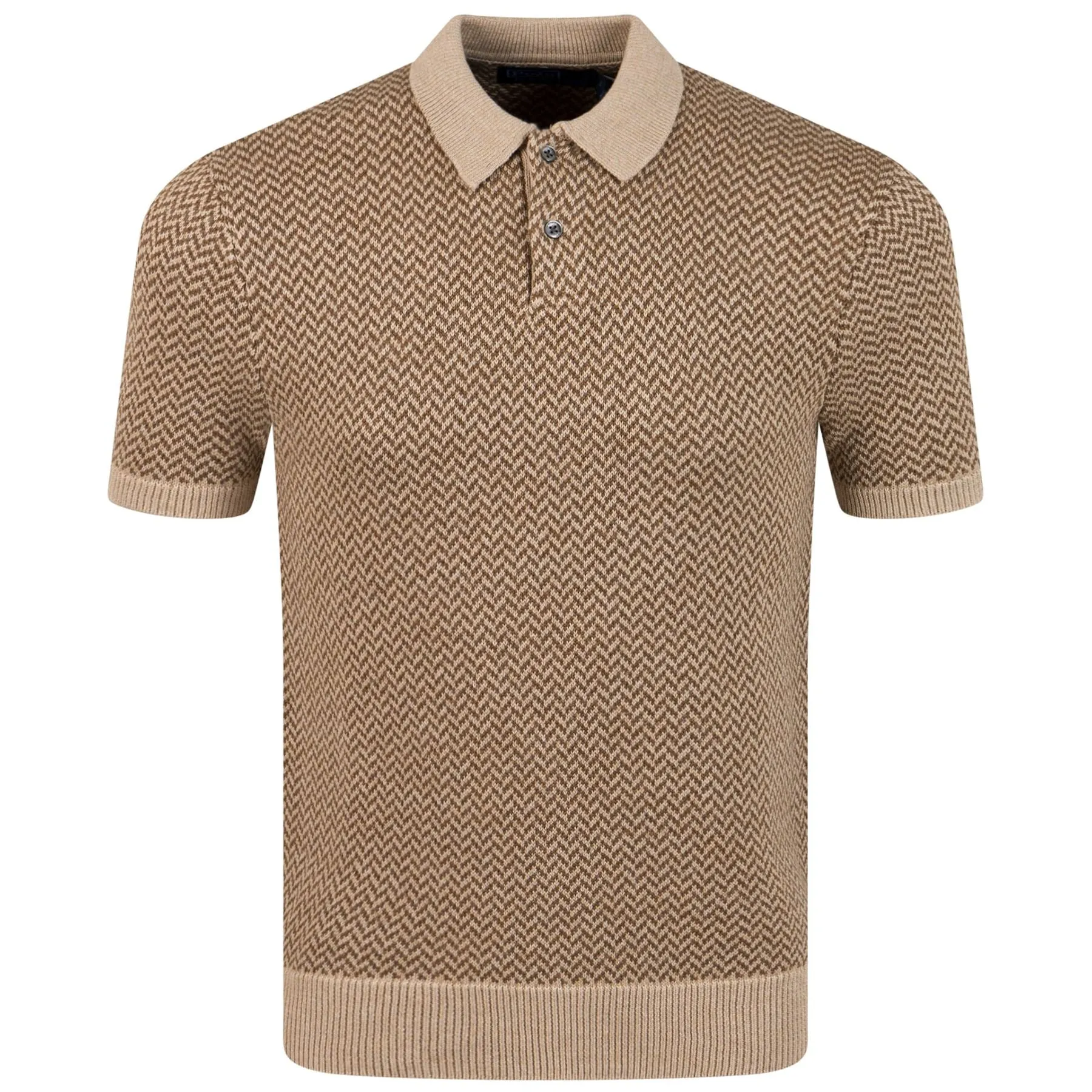 x TRENDYGOLF Cotton Blend SS Herringbone Pullover Tan Multi - 2024