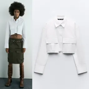 ZARA  |Casual Style Cotton Shirts & Blouses