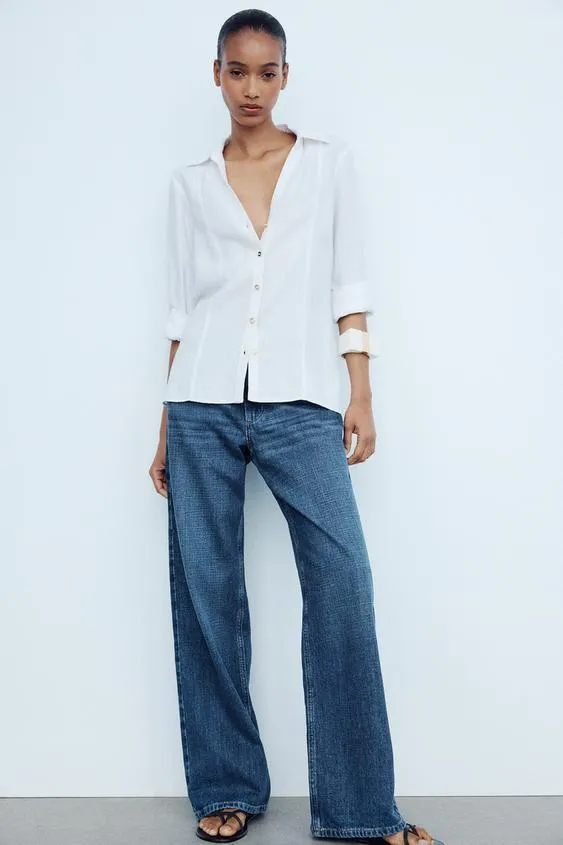 ZARA  |Linen Shirts & Blouses