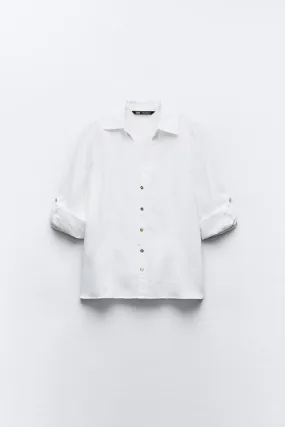 ZARA  |Linen Shirts & Blouses