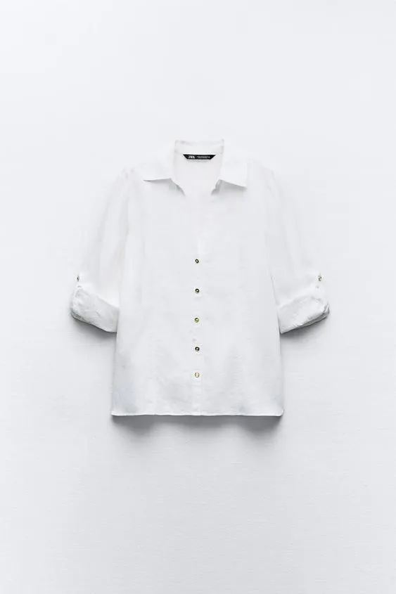 ZARA  |Linen Shirts & Blouses